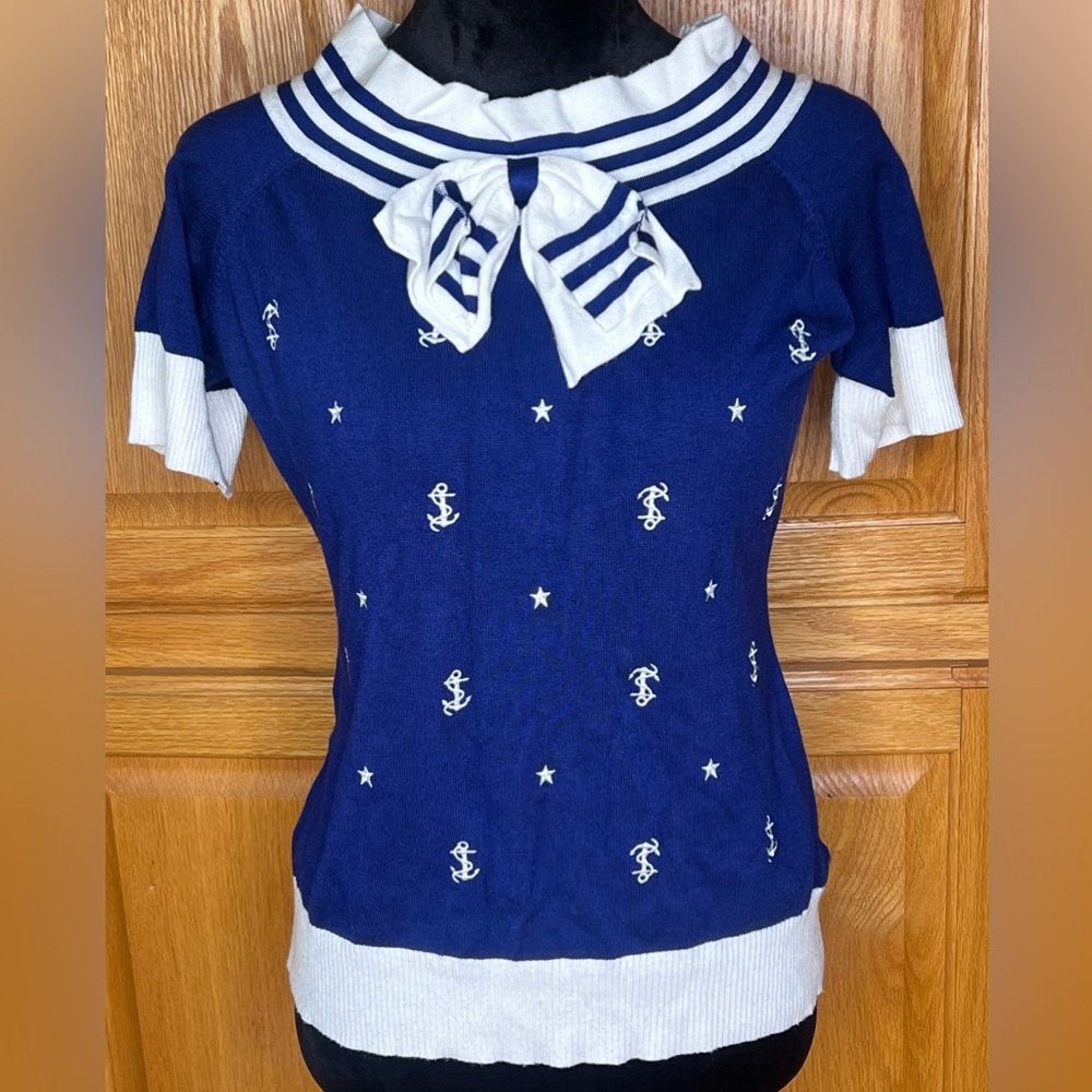 Banned Apparel 'Set Sail' Nautical Retro 50s Sailor Knit Sweater Top EU Size XL